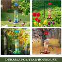 Kingsyard Hummingbird Feeder for Outdoors Hanging, 25 Ounces, Glass Humming Bird Nectar Feeder with Ant Moat & 6 Feeding Ports, Leak Proof, Turquoise