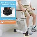 Toilet Safety Rails, Stable Toilet Handles for Elderly and Disabled with 4 Suction Cups, Adjustable Height Toilet Rails for Seniors with, Toilet Assist Rails Handrails Up to 350 LBS, Brown Color
