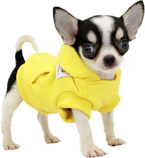 LOPHIPETS Dog Cotton Hoodies Sweatshirts for Small Dogs Chihuahua Puppy Clothes Cold Weather CoatYellow/XS