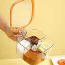 Clear Plastic Condiment Jars - 4 Compartment Set with Lid, Cover and Serving Spoons for Salt, Pepper, Powder