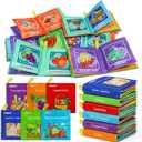 Dr.Rapeti Soft Cloth Books Baby Books Bath Books 6-Pack for Baby Infant Toddler Kids Crinkle Squeaky Washable Chewable Non-Toxic Early Educational Giftable