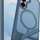 Magnetic for Samsung Galaxy S24 Plus Case / S25 Plus Case with Kickstand, Compatible with Mag-Safe, Slim Shockproof Grippy Translucent Matte Phone Cover, Built in Invisible Stand, Navy Blue