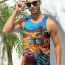 RAISEVERN Mens Tank Tops Summer Sleeveless Tee Cool Workout T-Shirts Beach Novelty Undershirts (M)