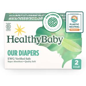 Our Diapers | EWG Verified Safe & Plant-Based Diapers | Leak Protection | Soft Organic Cotton Shell | Chlorine-Free Diaper for Sensitive Skin | Size 2 (12-18 lbs) 66 Count