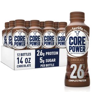 Core Power Protein Shake, Chocolate, 26g Bottle, 14oz, 12 Pack (EXP 08/10/26)