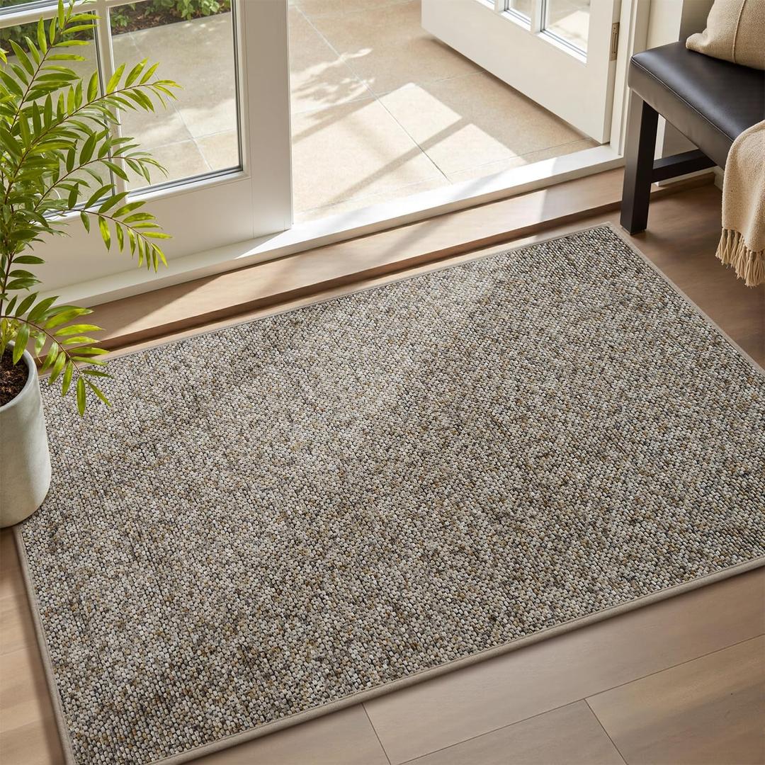 MontVoo Door Mat Indoor Entrance Doormat, Absorbent Durable Rubber Non Slip Front Door Mat for Inside Entry Entryway Dirt Trapper Welcome Mat, Grey Brown 24''x36''