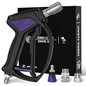 Short Pressure Washer Gun, Swivel Power Washer Gun 4060 PSI, Stubby Pressure Washer Gun with 3/ 8" Smooth & 1/ 4" Quick Connector Coupler Compatible with Hose Foam Cannon Car Wash Foam Gun（Black purple）