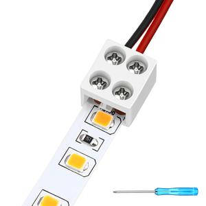 50 Pack Solderless led Strip Tape connectors Tighten Screw Terminal Blocks 2 Pin 8mm Connector Screwdriver Wire to Connector 5v 12v 24v Monochrome LED Low Voltage Strip Decorative Finishing 2P8MM