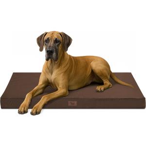 Outdoor Extra Large Dog Bed, Jumbo Waterproof Dog Bed for Large Dogs, Orthopedic Egg Crate Foam Pet Mat with Removable Oxford Cooling Cover, Brown