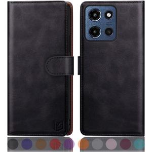 SUANPOT Compatible with Moto G 5G 2025/Moto G 5G 2026/Play 2026 Wallet case with RFID Blocking Credit Card Holder,Flip Book PU Protective Cover Women Men for Moto G 5G 2025 Phone case Black