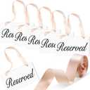 Blulu 6 Pieces Reserved Signs for Wedding Wood Chair Reserved White Hanging Seating Signs Wedding Chair Handmade Signage with 1 Roll Light Coffee Color Ribbon