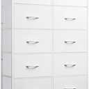 WLIVE Fabric Dresser for Bedroom with 10 Drawers, Tall Chest of Drawers, White Dressers Bedroom Furniture, Dresser for Closet, Hallway, Living Room, Entryway
