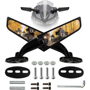 BlueStars Stealth Wind Wing Motorcycle Rearview Mirrors 360 Rotating Side Mirrors  Compatible with Sport Bikes Kawasaki Ninja 650 2025 Ninja 500 Ninja 300 400 2026 ZX6R ZX10R ZX4RR ZX4R GSXR