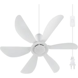 22.5" Small Ceiling Fan for Outdoor Gazebo, 13.2 FT Wiring Portable Tent Ceiling Fan for 110V Plug in, 36dB Quiet Operation with on/off Button