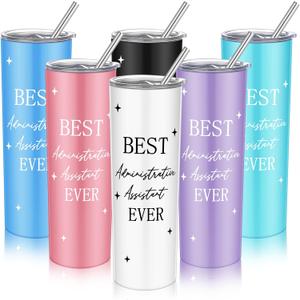 Potchen 6 Pack Administration Professionals Day Best Administrative Assistant Ever Appreciation Gift Cup Bulk Stainless Steel Tumbler with Lid and Straw(Administrative Assistant)