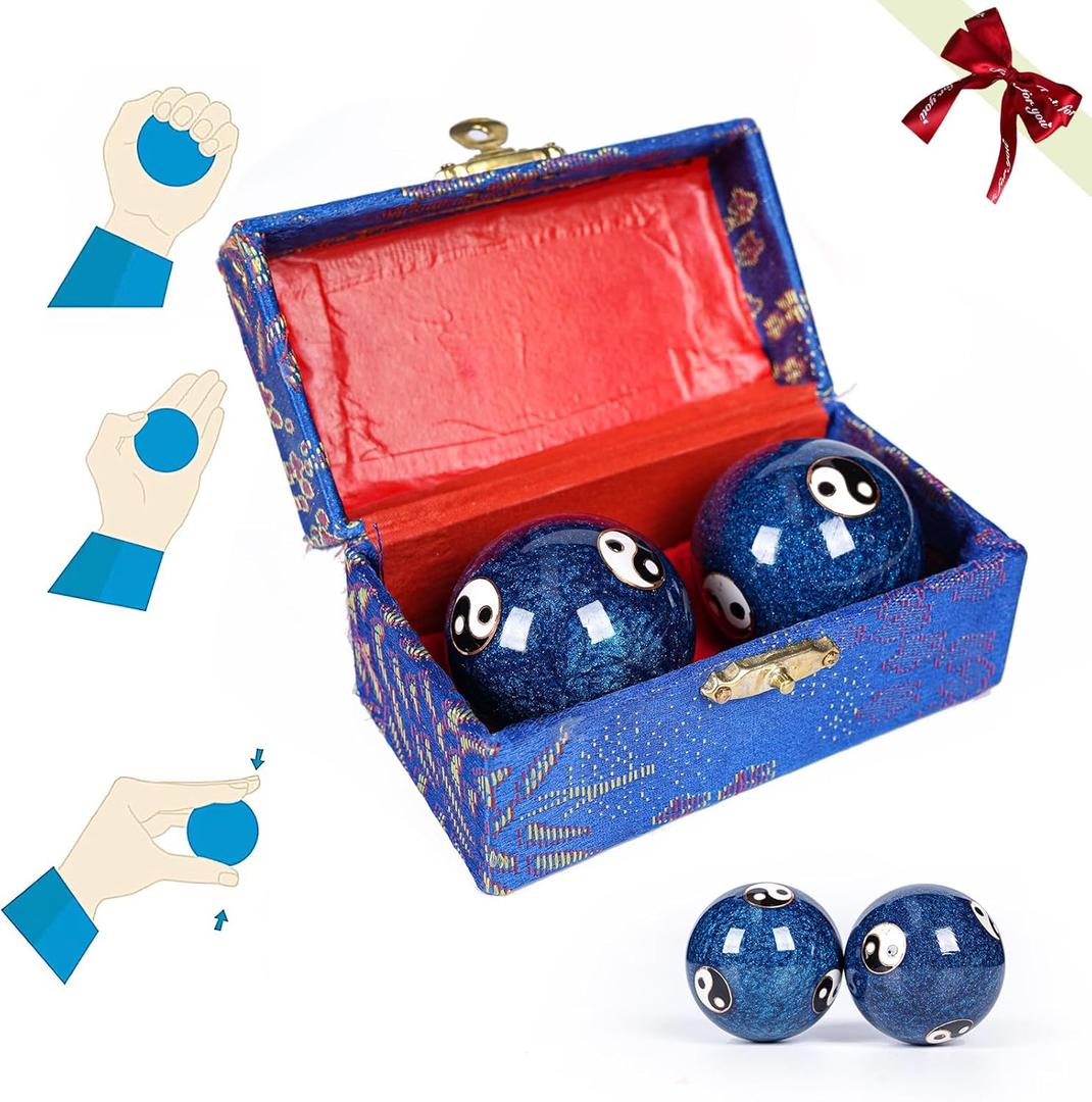 2 Pack Yin Yang Baoding Balls | Tai Chi Balance & Hand Therapy - Adult Stress Relief Meditation Balls, Boost Mindfulness Harmony for Men Women