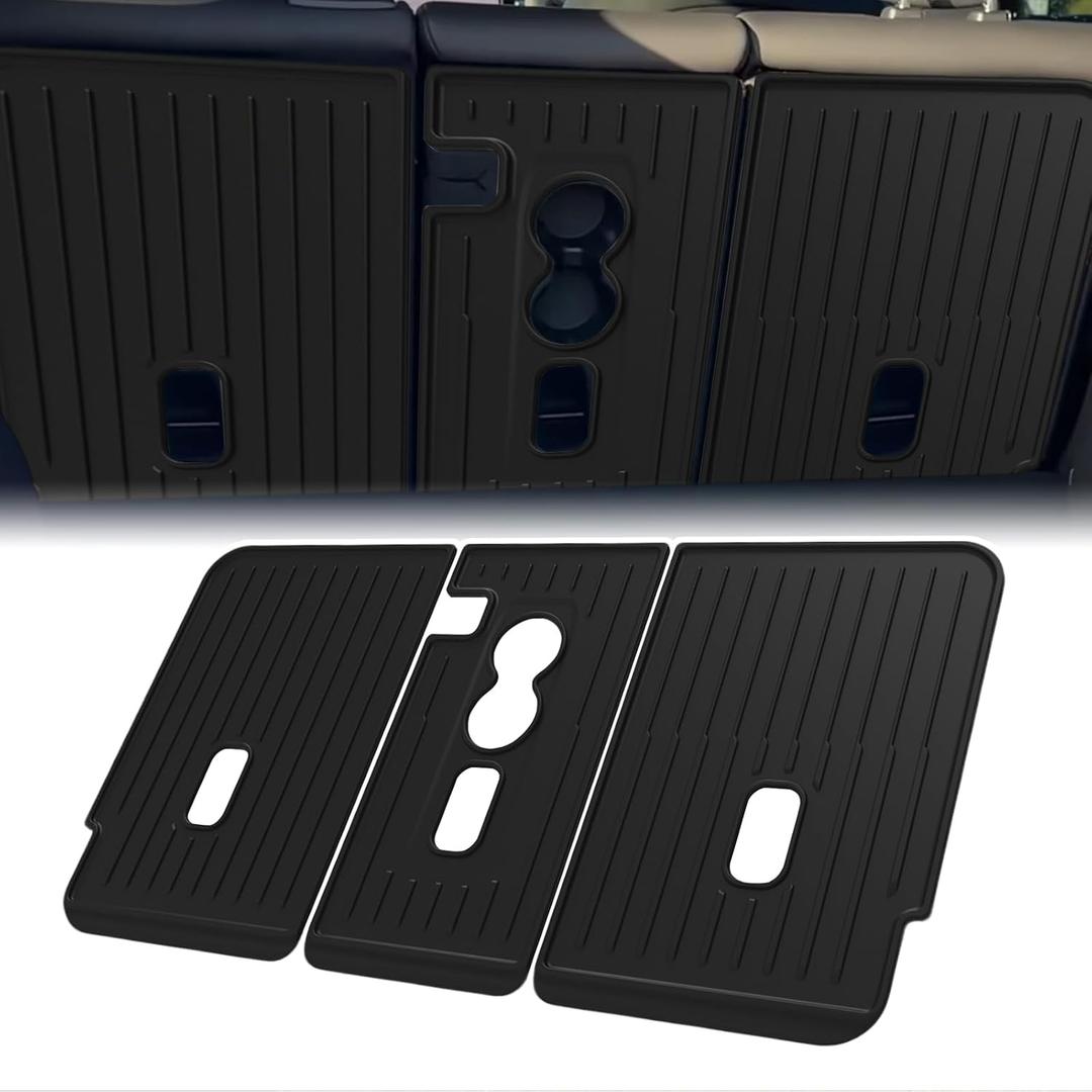 Backrest Mat for Tesla Model Y Standard Accessories 2026 with Hook&Loop Rear Trunk Mat Cargo Liner Rear Seat Back Cover Protector All Weather Anti-Slip Split Dog Liner 3 PCS