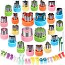 24 pcs Vegetable Cutter Shapes Sets Cookie Cutters Fruit Stamps Mold with 20 pcs Food Picks and Forks for Kids