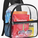 Paxiland Clear Backpack Stadium Approved 12×12×6 with Reinforced and Wider Shoulder Straps, Small Clear Bag for Schools, Concerts, Work, Festivals and Sporting Events - Black