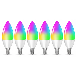 Smart Light Bulb Works with Alexa Google Home E12 Base WiFi Candelabra LED Light Bulb Color Changing Dimmable Chandelier Light Bulbs 360 lm 35w Equivalent 6 Pack (2.4GHz WiFi)
