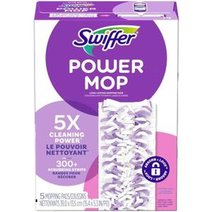Procter & Gamble Swiffer PowerMop Multi-Surface Mopping Pad Refills, 5 Count Mop Heads (One Size)