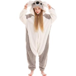 SimZoo Kids Animal Onesie Pajamas, 3-11 Years Boy and Girls Koala Cosplay Costume Sleepwear, One-Piece Unisex Homewear
