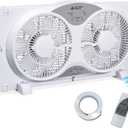 BEYOND BREEZE Window Fan Reversible Airflow, 9" Dual Window Fan with 3-Speed 3 Modes (Cool, Circulate, Exhaust), Remote Control Twin Window Fan 23.5" to 37" Adjustable Width for Bedroom, Kitchen, Home