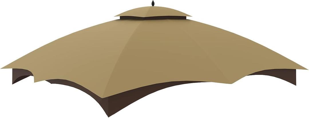 Tanxianzhe Replacement Canopy Top Double Tiered Canopy Cover Roof with Air Vent ONLY FIT for Lowe's Allen Roth 10'x12 Gazebo #GF-12S004B-1 (Khaki)