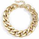 Punk Cuban Link Chain Choker Necklace Plastic Chunky Curb Chain Necklace Chic Layered Clavicle Necklace Hiphop Accessories for Women and Girls (Gold)