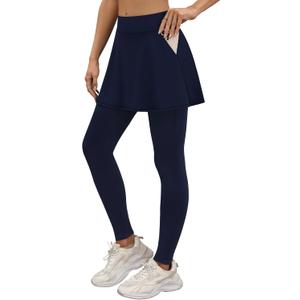 LouKeith Skirted Leggings for Women Athletic Skirt with Leggings Tennis Skirt Yoga Running Golf Skirts with 4 Pockets (Blue, M)