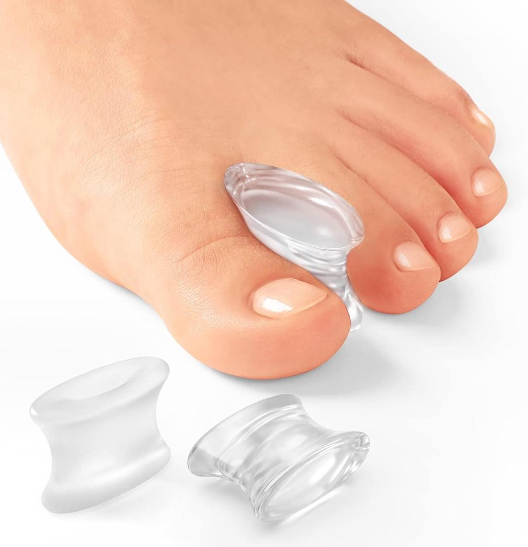 Povihome 10 Pack Gel Bunion Corrector and Toe Spacers Separators and Straightener Orthotics (4/10''Thick) for Sports Activities, for Men and Women Overlapping Toes, Bunion Pain Relief - Small Size (Clear Small (Pack of 8) + Clear Large (Pack of 2))