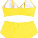 ZAFUL Women High Waisted Bikini Sets Two Piece Swimsuit Push Up Twist Front Ruched Bathing Suit (Yellow)
