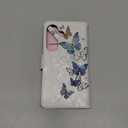 UEEBAI Wallet Case for Samsung Galaxy S26 5G, PU Leather Phone Cover Kickstand RFID Blocking Flip Case Card Slots Wrist Strap Relief Engraved Pattern Magnetic Closure Flower Wallet, Blue Butterfly