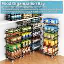 4 Tier Vegetable Fruit Basket for Kitchen, Stackable Metal Fruit and Vegetable Storage Baskets with Rolling Wheels Cart, Fruteros Para Cocina Potato and Onion Bin Pantry Kitchen Island Cart Counter