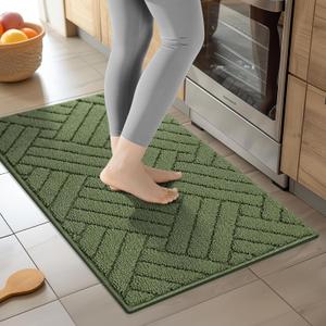 Kitchen Rugs and Mats for Floor, Kitchen Runner Rug Non Skid Absorbent Resist Dirt Comfort Standing Mat for Kitchen,Entryway, Machine Washable,20"x31.5",Green