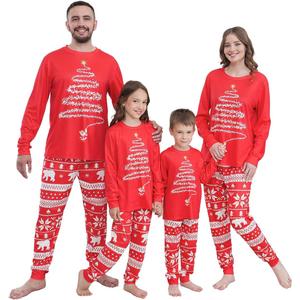 Family Matching Christmas Pajamas Set, Cute Elk Sleepwear for Boys Girls Dad Mum (Medium, Red Fireworks)