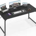 Huuger 48 Inch Office & Gaming Desk with Storage, Modern Simple Design, Large Legroom, Black Metal Frame