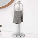 Hoimpro 17 Inch Stand Hand Towel Holder Towel Bar Towel Hanging Ring, Free Standing Floor Hand Towel Rack Storage for Bathroom Kitchen Vanity Countertops, Hardware Accessories(Polished Chrome)