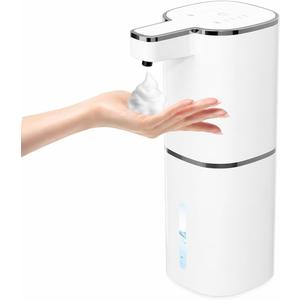 Automatic Foaming Soap Dispenser, Touchless Hand Soap Dispenser, USB Rechargeable, 4 Adjustable Levels, 14.2 oz (420 ml) Large Capacity, for Bathroom, Kitchen & School (White, Foaming)