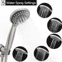 Briout Shower Head with Handheld, 5-Settings Showerhead High Pressure Powerful Water Spray Shower Head Set with 59 Inch Stainless Steel Hose and Bracket, Brushed Nickel
