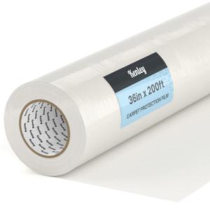 Kenley Carpet Protection Film - Self Adhesive Plastic Carpet Protector Film - Heavy Duty Shield Covering for Stairs Floor Runner Surface - Puncture & Water Resistant Sticky Protection Roll (36"x200')