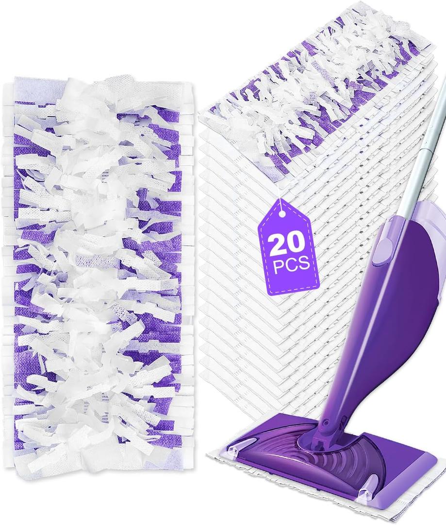 Replacement Mop Pads Refills 20 Pack for Swiffer Wet Jet Spray Mops for Floor Cleaning Disposable Mopping Pad (20 Purple&white)