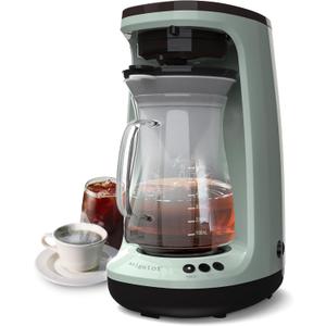 Hot and Iced Coffee Maker 4-5 Cup for Grounds, Personal Single Serve Coffee Machine with Glass Pot for Home, Office and Travel, Green