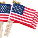 24 Pcs 8x12 Inch Small American Flags on Sticks, US Handheld WoodenStick flag with Kid-Safe Spear Top,Memorial Day,Independence Day, Patriotic Decorations,Yard Gladen Flag