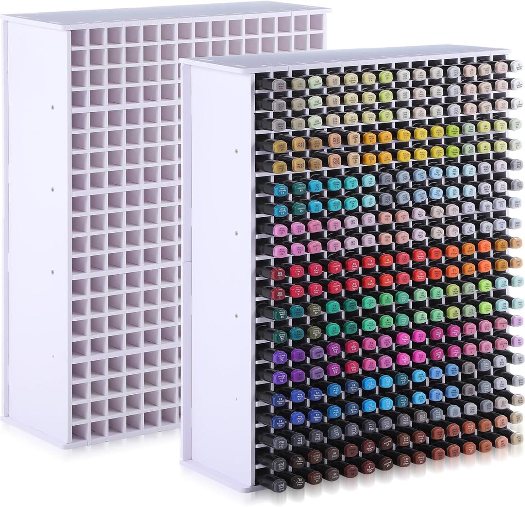 2 Pack Marker Storage Organizer Marker Organizer for Desk Holder Art Paint Pen Rack with Removable Divider to Store Paint Brushes Pens Color Pencils(16.73 x 13.58 x 5.12)
