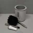 AONEZ Compact Toilet Brush & Holder, Stainless Steel Handle, Space Saving for Storage, Deep Cleaning, Drip-Proof, Easy to Assemble, Nylon Bristles, White & Grey