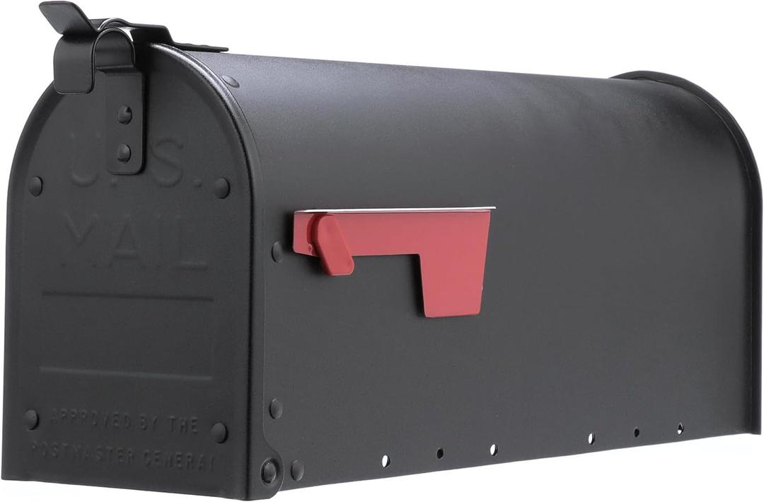 Architectural Mailboxes Admiral Rust-Proof Aluminum Metal Post Mounted Mail Box for Outside, Black, Medium Curbside Mailbox, USPS Approved for Residential Delivery