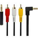 QiCheng&LYS 3.5 mm to RCA AV Camcorder Video Cable,3.5mm Male to 3RCA Male Stereo Audio Video AUX Cable Smartphones,MP3, Tablets,Speakers,Home Theater - 3.5mm Elbow 1m