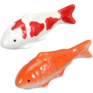POPETPOP 2Pcs Ceramic Floating Fish Decor, Realistic Koi Fish Floatable Figurines Aquarium Decoration, Ocean Sea Animals Ornament for Fish Tank, Pond, Fairy Garden Fountain, Desktop