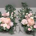 Ling's moment 2pcs Dusty Rose Artificial Flower Garland Floral Swags Centerpieces Blush Wedding Arch Flower Greenery Arrangements for Sweetheart Table Wall Window Home Garden Outdoor Decor